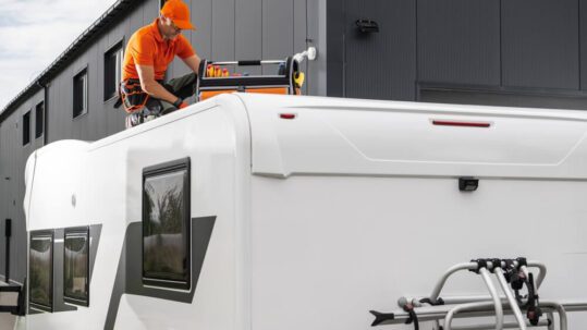 servicing a caravan